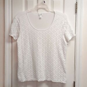 Jaclyn Smith White, Lacy, Short Sleeved Dress Top. Size XL